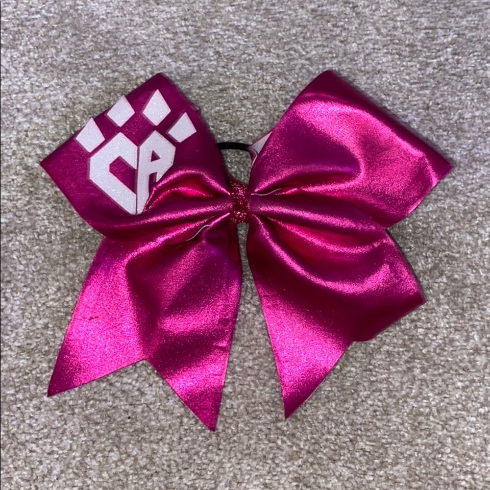 pink metallic cheer athletics cheer bow